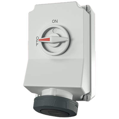 TOMA VISIBLE 63AMP 3P+T 500V C/INTERRUP POR ENCLAVAM MECANICO NEGRO 7H IP67 XCONTACT MENNEKES