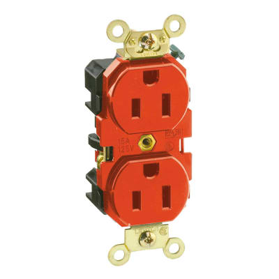 TOMA DOBLE EMPOTRABLE GRADO INDUSTRIAL 2X15A L/T 125V ROJO LEVITON