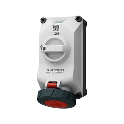 TOMA VISIBLE 32AMP 3P+T 400V C/ ENCLAVAMIENTO MECANICO DUO ROJO 6H IP67/69 XCONTACT CON LUZ LED MENNEKES