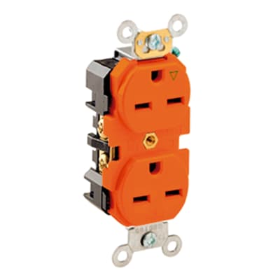 TOMA DOBLE EMPOTRABLE TIERRA AISLADA 15A 250V ANARANJADO LEVITON