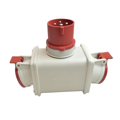 ADAPTADOR MULTIPLE IN ENCHUFE OUT 2 TOMACORRIENTES 3X16A+T 415V IP44 6H 600.1626 SCAME