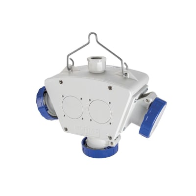 ADAPTADOR MULTIPLE OUT: 3 TOMACORRIENTES 2X16A+T 250V IP67 6H 603.3505-062 SCAME