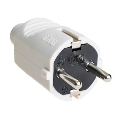 ENCHUFE SCHUKO BLANCO/NEGRO. CONEX TIPO RECTO. 2P+T.16A. 250V SOLERA
