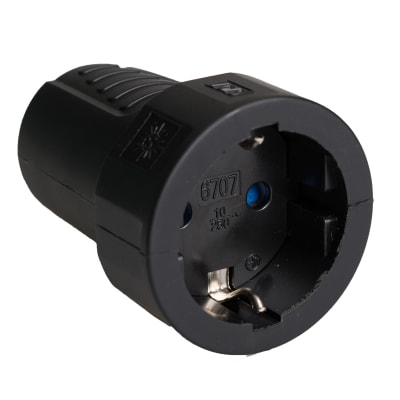 TOMACORRIENTE SCHUKO CAUCHO NEGRO/AZUL AEREO 2P+T16A 250V SOLERA