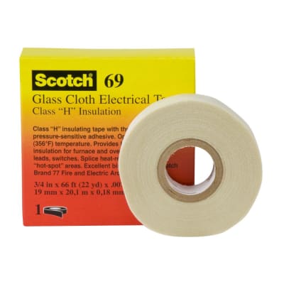 CINTA FIBRA DE VIDRIO CON ADHESIVO SCOTCH 69 3/4''X20M 180°C 80018003600 3M PERU