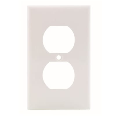 PLACA DOBLE NYLON P/TOMACORRIENTE BLANCA LEVITON