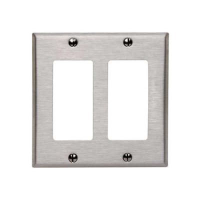PLACA DOBLE DECORA ACERO (4X4) LEVITON