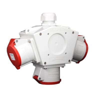 TOMA TRIPLE AEREO 32AMP 3P+T 415V ROJO 6H IP44 (DELTA BOX) MENNEKES