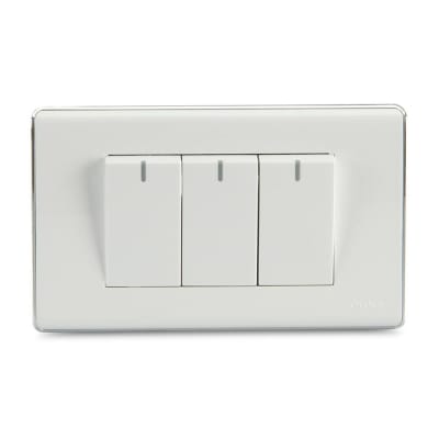 INTERRUPTOR TRIPLE DECO PLACA EMPOTRABLE CROMADA 16A 250V ORANGE