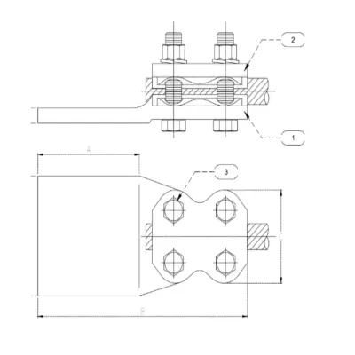 CONECTORES RECTO CABLE-PLATINA C:120-185MM PLAT:80X80X10MM MODELO 999.12 ARAGCU EI