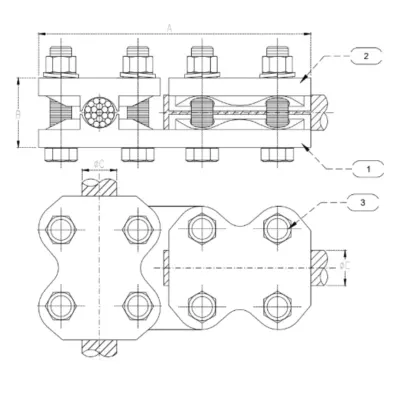 CONECTORES ESTANDATR EN T CABLE-CABLE P:185-300MM D:185-300MM MODELO 999.13 ARAGCU EI
