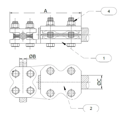CONECTORES ESTANDAR EN T CABLE-CABLE C:120-185MM C:450-630 MM MODELO 999.2 ARAGCU EI