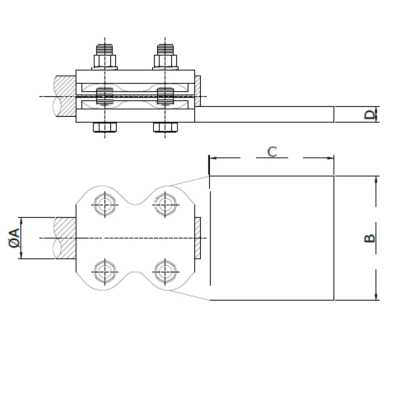 CONECTORES ESTANDAR EN T CABLE-CABLE C:50-120MM C:120-185MM MODELO 999.4 ARAGCU EI