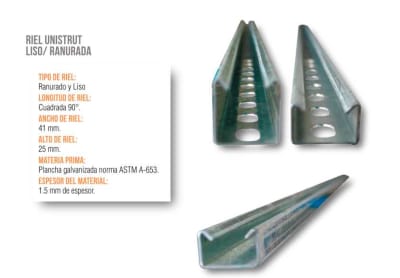 CANAL STRUT RANURADO 20X40X20MM ELECTROGALVANIZADO DE 2.40MT ARAGCU VM