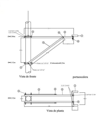ARMADO TIPO DMS SOPORTE DE ESCALERA DE SECCIONAMIENTO VERTICAL GALV CALIENTE ARAGCU AR