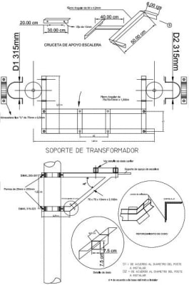 ARMADOS TIPO ATSB-B SOPORTE DETALLE DE SOPORTE TRAFO GALV CALIENTE ARAGCU AR