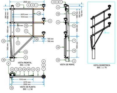 ARMADO TIPO ATBV1 TRIFASICO EN BANDERA VERTICAL DE MEDIA TENSION GALV CALIENTE ARAGCU AR