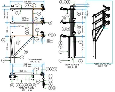 ARMADO TIPO ATBV4 TRIFASICO EN BANDERA VERTICAL DE MEDIA TENSION GALV CALIENTE ARAGCU AR