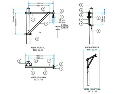ARMADOS TIPO ATPB1 TRIFASICO PARA CONDUCTOR AUTOPORTANTE 1500X1050MM GALV CALIENTE ARAGCU AR