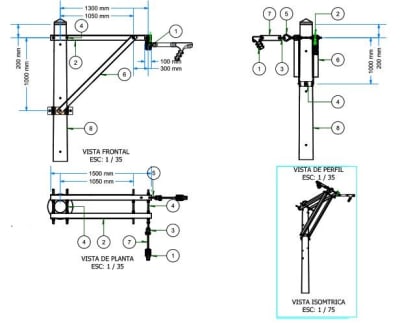 ARMADOS TIPO ATPB3 TRIFASICO EN ANGULO 1500x1050MM GALV CALIENTE ARAGCU AR