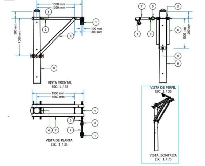 ARMADO TIPO ATPB5 TRIFASICO PARA CONDUCTOR AUTOPORTANTE DE MEDIA TENSION GALV CALIENTE ARAGCU AR