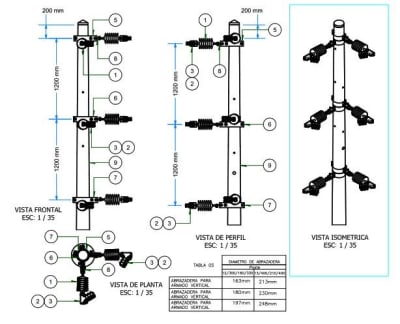 ARMADOS TIPO ATV6 TRIFASICO VERTICALES DE MEDIA TENSION 2400MM GALV CALIENTE ARAGCU AR