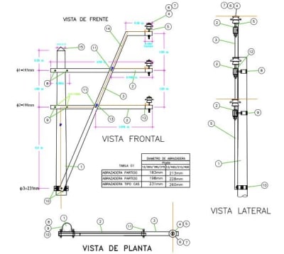 ARMADO TIPO ATX1 TRIPOLAR EN ALINEAMIENTO GALV CALIENTE ARAGCU AR