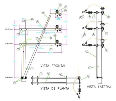 ARMADO TIPO ATX4 TRIFASICO DE ALINEAMIENTO - ANCLAJE GALV CALIENTE ARAGCU AR