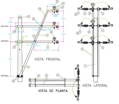 ARMADO TIPO ATX6 TRIFASICO DE ALINEAMIENTO - ANCLAJE GALV CALIENTE ARAGCU AR