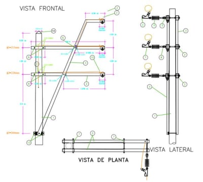 ARMADO TIPO ATX7 TRIFASICO DE ALINEAMIENTO - ANCLAJE GALV CALIENTE ARAGCU AR