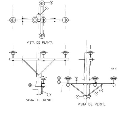 ARMADO TIPO DS-3 DE DERIVACION TRIFASICA GALV CALIENTE ARAGCU AR