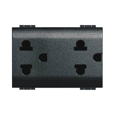 TOMACORRIENTE EUROAMERICANO UNIVERSAL 2X16A+T 127/250V ANTRACITA LIVING- LIGHT L4185 BTICINO