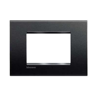 PLACA DE TECNOPOLIMERO 3 MODULOS RECTANGULAR NEGRO ANTRACITA LIVING- LIGHT LNA4803AR BTICINO