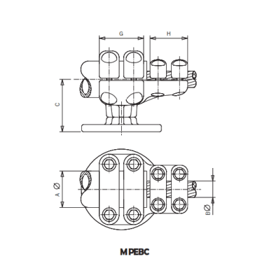 EMPALME DE UNION TUBO A CABLE MONTADO SOBRE AISLADOR MPEBC-12032 ARAGCU AS