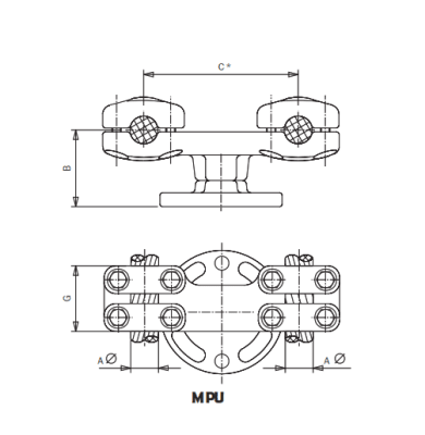 PORTACABLE DUPLEX MONTADO SOBRE AISLADOR MPU-32 ARAGCU AS