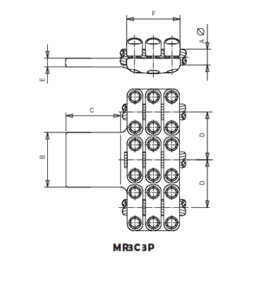 CONECTOR RECTO CABLE TRIPLE A PLETINA MR3C3P-30106 ARAGCU AS