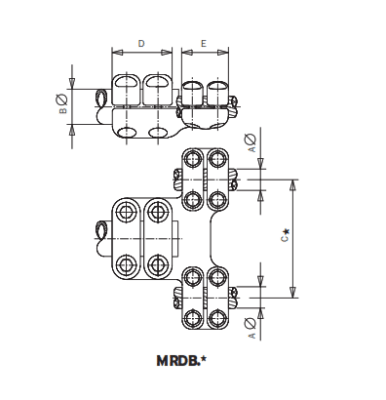 CONECTOR RECTO UNION CABLE DUPLEX A TUBO MRDB-2230 ARAGCU AS