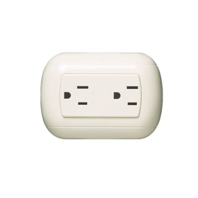 TOMACORRIENTE DUPLEX 2X15A+T 250V 3 MODULOS DE RESINA MARFIL OVALADO P38 BTICINO