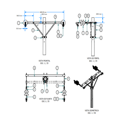 ARMADO TIPO AB5 BIFASICO DE MEDIA TENSION GALV CALIENTE ARAGCU AR