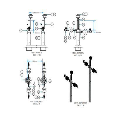 ARMADO TIPO AB7 BIFASICO TIPO DUO DE MEDIA TENSION GALV CALIENTE ARAGCU AR