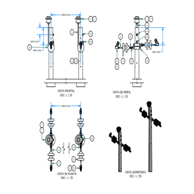 ARMADO TIPO ABD3 BIFASICO DUO DE MEDIA TENSION GALV CALIENTE ARAGCU AR