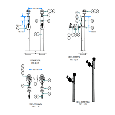 ARMADO TIPO ABD4 BIFASICO DUO DE MEDIA TENSION GALV CALIENTE ARAGCU AR