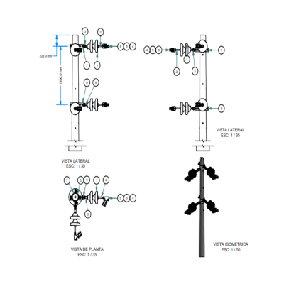 ARMADO TIPO ABV4 BIFASICO VERTICALES GALV CALIENTE ARAGCU AR