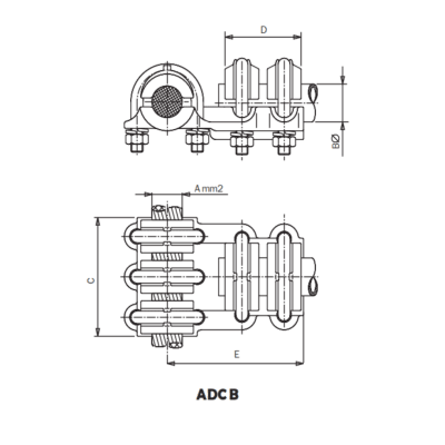 DERIVACIÓN  EN T CABLE PASANTE AL Y DERIVADO TUBO/BORNA AL ADCB-28050 ARAGCU AS