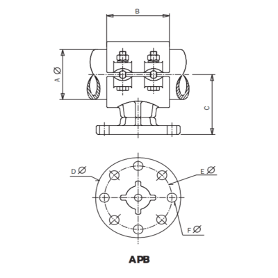 SOPORTE FIJO TUBO AL. MONTADO SOBRE AISLADOR APB-60 ARAGCU AS