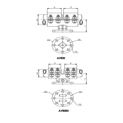 SOPORTE FIJO/DESLIZANTE PARA TUBOS AL MONTADO SOBRE AISLADOR APEB-9090 ARAGCU AS
