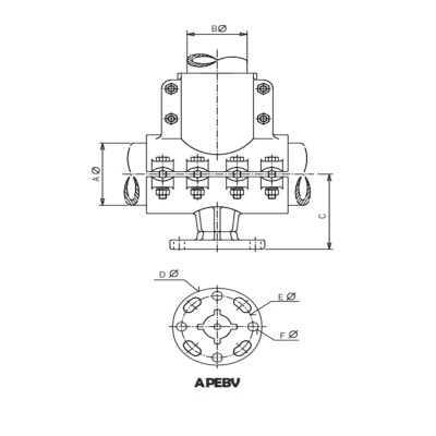 SOPORTE EN T PARA UNIÓN DE TUBOS AL Y OTRO VERTICAL MONTADO SOBRE AISLADOR APEBV-120100 ARAGCU AS