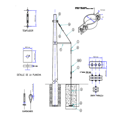 ARMADO TIPO ARC RETENIDA MEDIA TENSION GALV CALIENTE ARAGCU AR