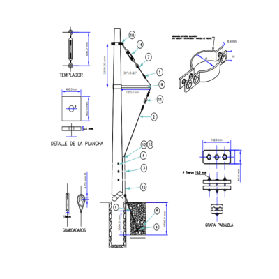 ARMADO TIPO ARV RETENIDA DE MEDIA TENSION RET-MT GALV CALIENTE ARAGCU AR