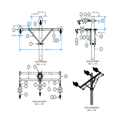 ARMADO TIPO AT5 TRIFASICO MEDIA TENSION GALV CALIENTE ARAGCU AR